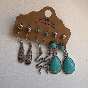 Turquoise and Silver Earring Set